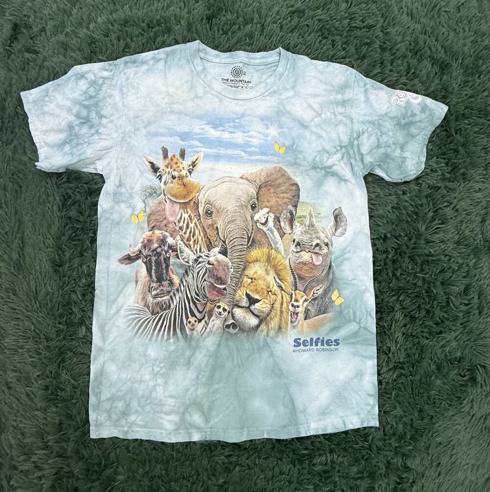 The Mountain T-Shirt M Selfies Howard Robinson Safari Animals Tie Dye Rainforest